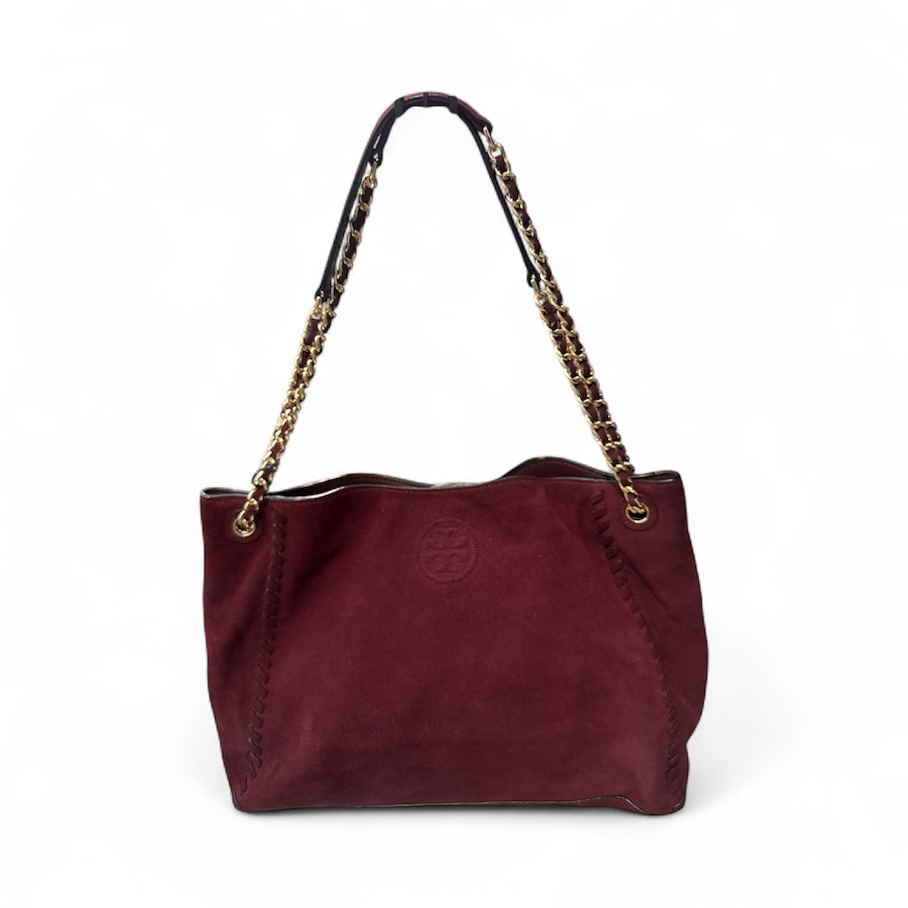 Tory Burch Suede Burgundy Chain Bag- Pre-Owned
