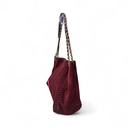 Tory Burch Suede Burgundy Chain Bag- Pre-Owned