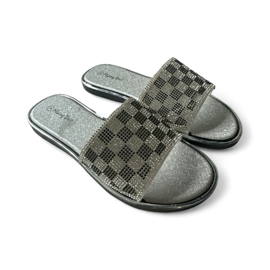 Silver Rhinestone Glam Sandals by Flying Deer Size 8- Pre-owned